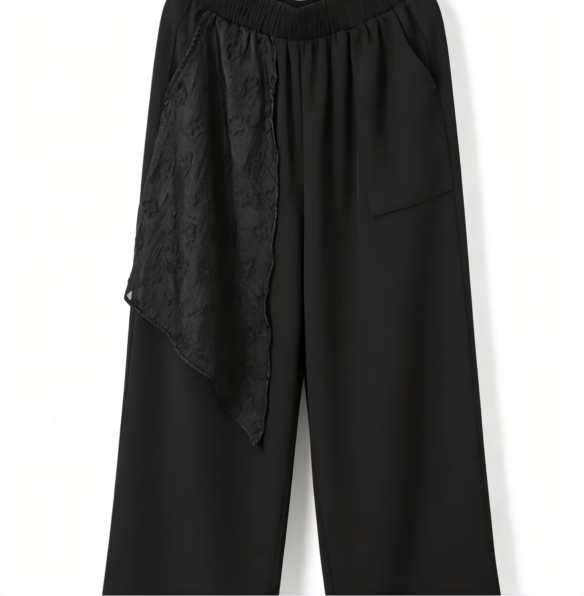 Lace-spliced high-waisted loose and slim-fitting casual leggings with a narrow ankle