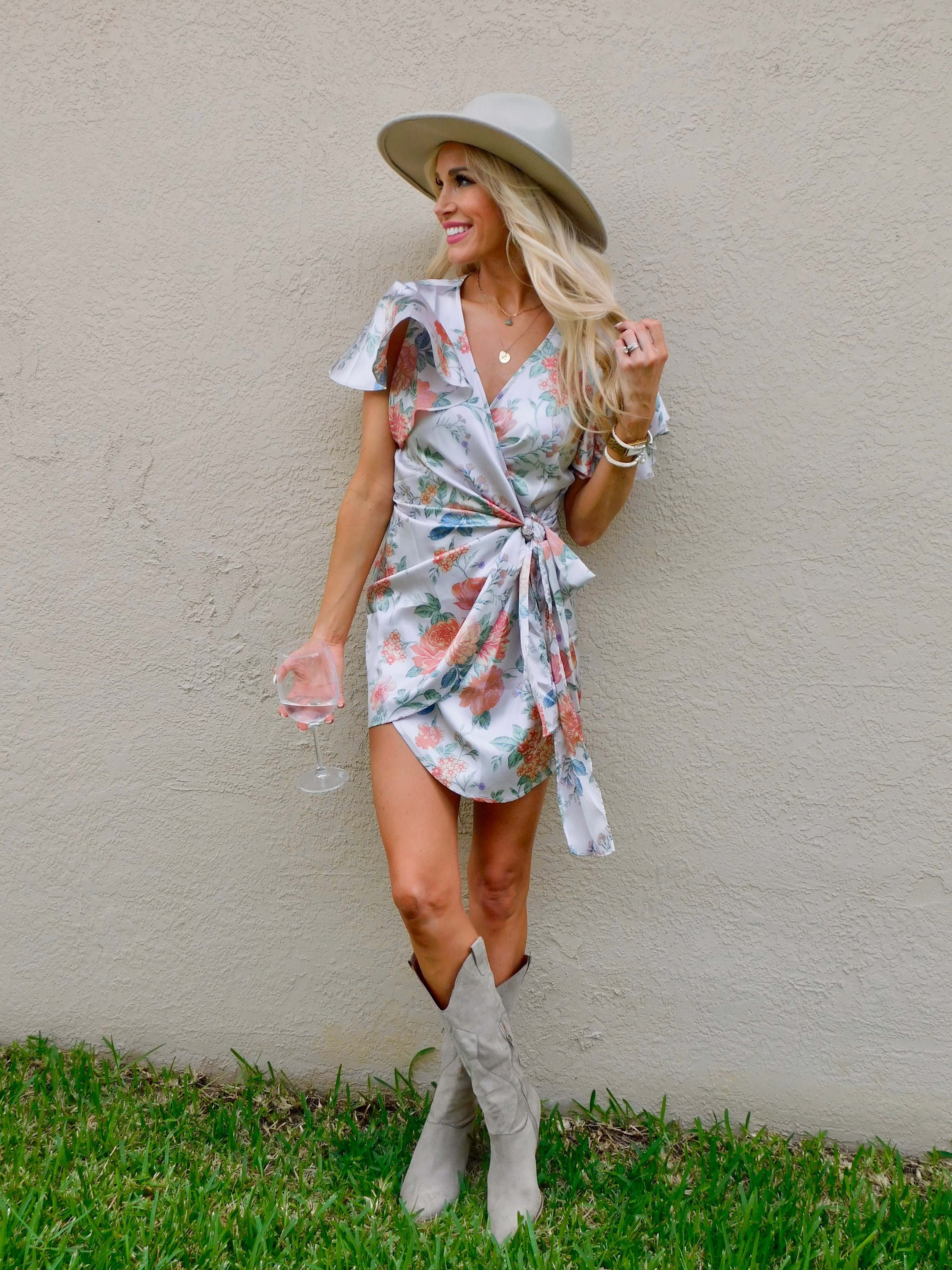 Aurora Floral Print Satin Mini Dress