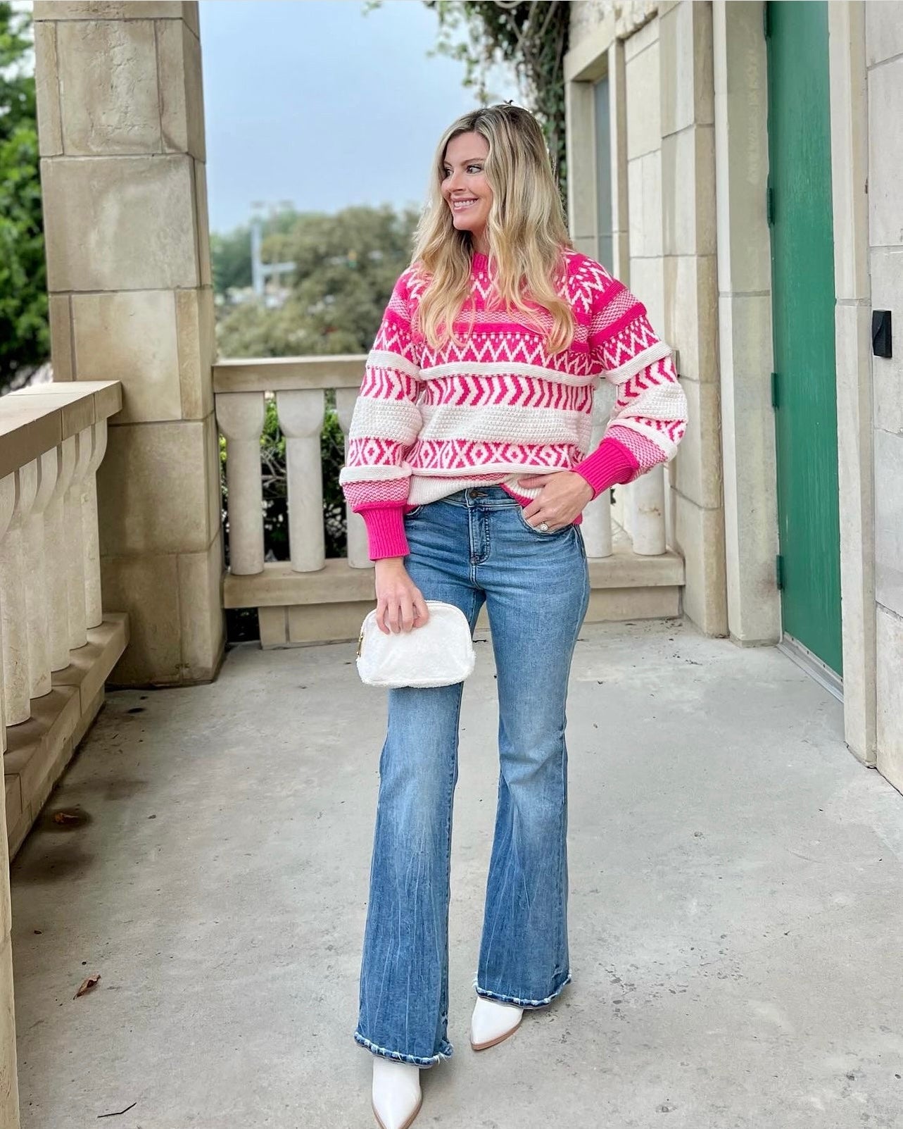 Ivy Crewneck Patterned Knit Sweater