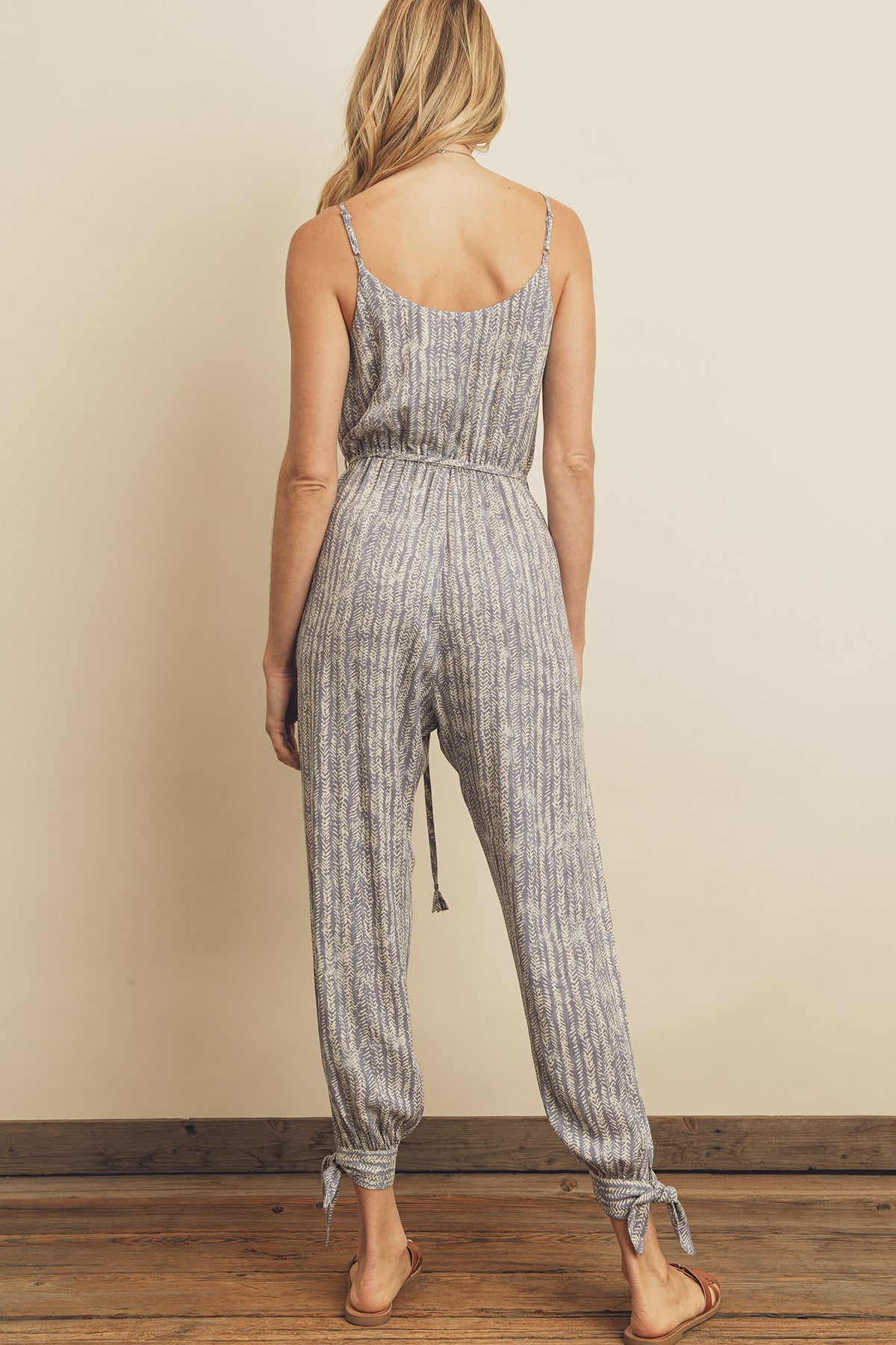 Herringbone Ankle Tie Jumpsuit