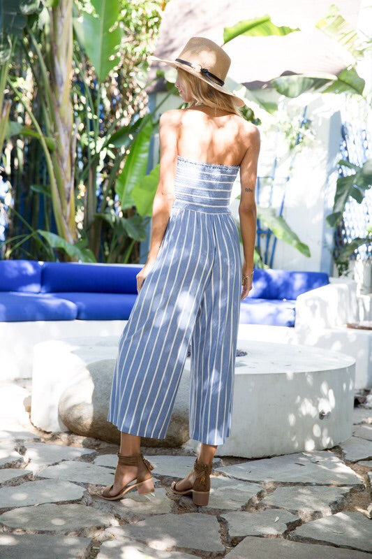 Annabelle Smocked Striped Jumpsuit