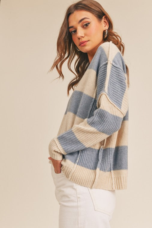 Belinda Striped V-Neck Sweater