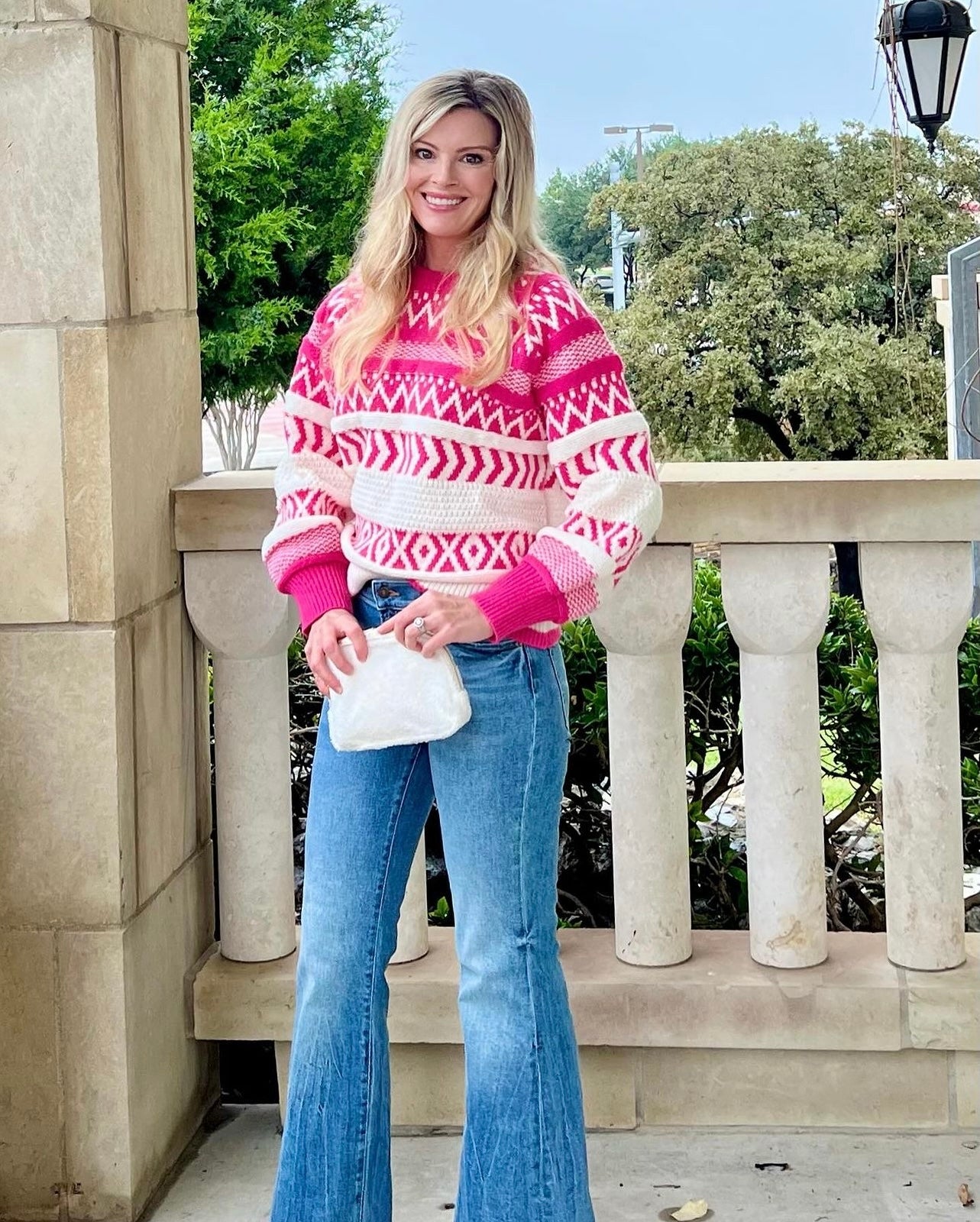 Ivy Crewneck Patterned Knit Sweater